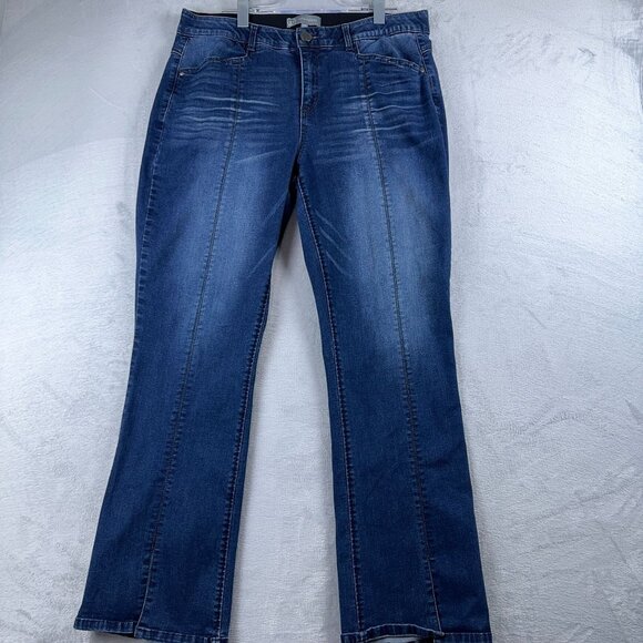 Wit & Wisdom Elastic Waist Jeans Straight Leg Denim Stretch Womens Blue Size 18W - Picture 1 of 12